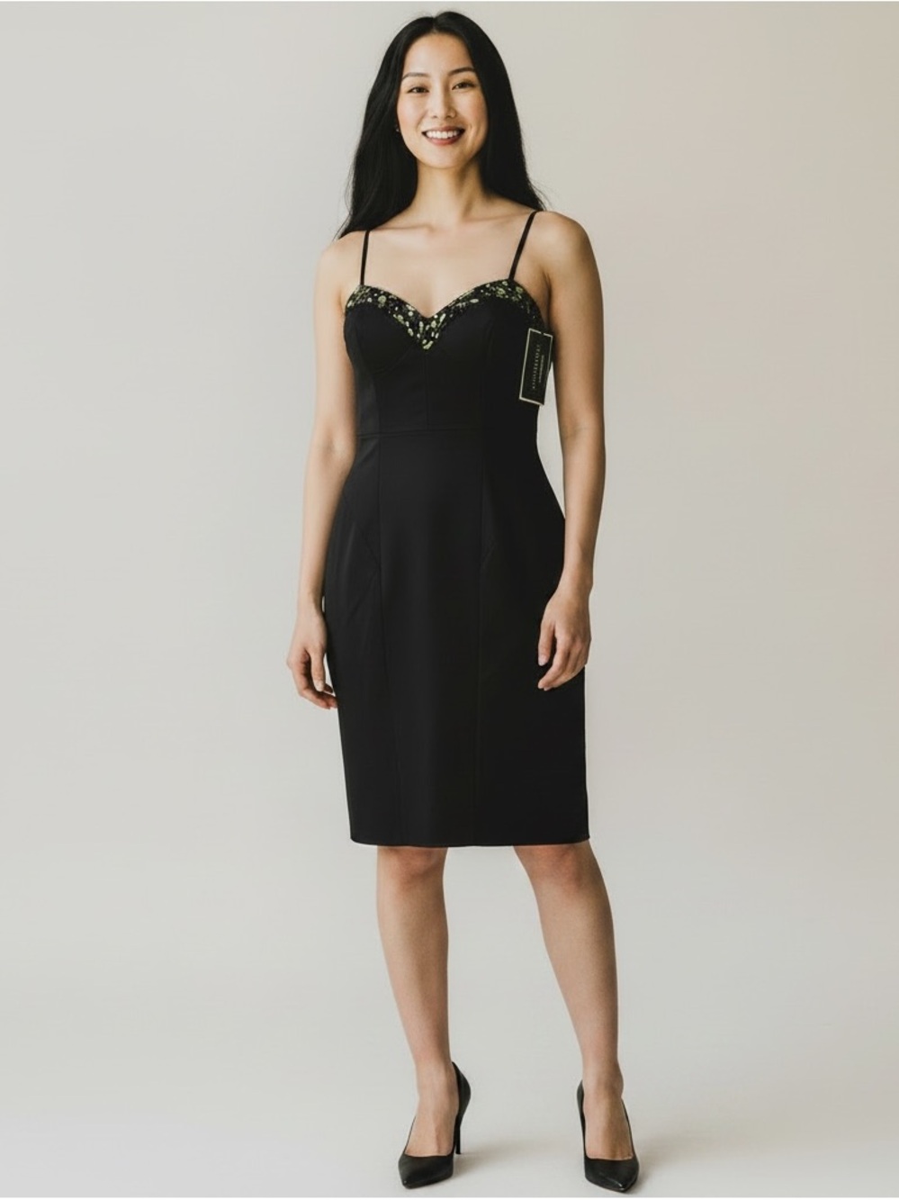 Spotlight by Warehouse Black Embellished Sweetheart Dress US 6 / UK 10